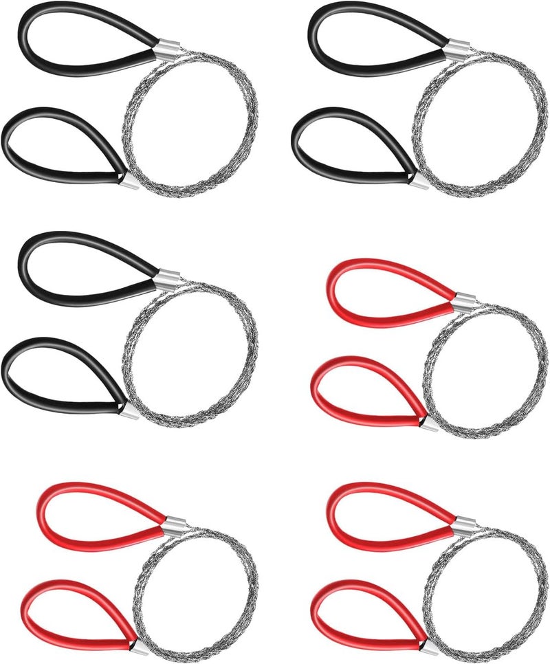 Flylin Emergency Wire Saw, 6 Pcs Steel Wire Saw Scroll Travel Wire Rope Cable Survival Wire Hand Pocket Rope Chain Saw for Cutting Wood Bone Rubber Plastic - Image 1